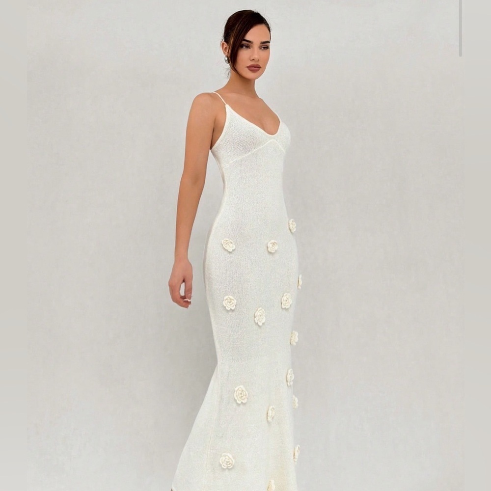 knit flower maxi dress elegant stunning New 🔥🔥🎉✨✨